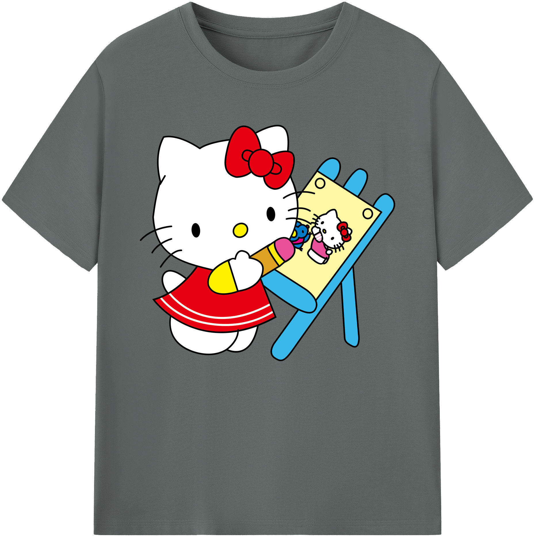 （画像用） Hello Kitty ハローキティ 綿100％ メンズ半袖Tシャツ｜肌触りやわらか＆通気性